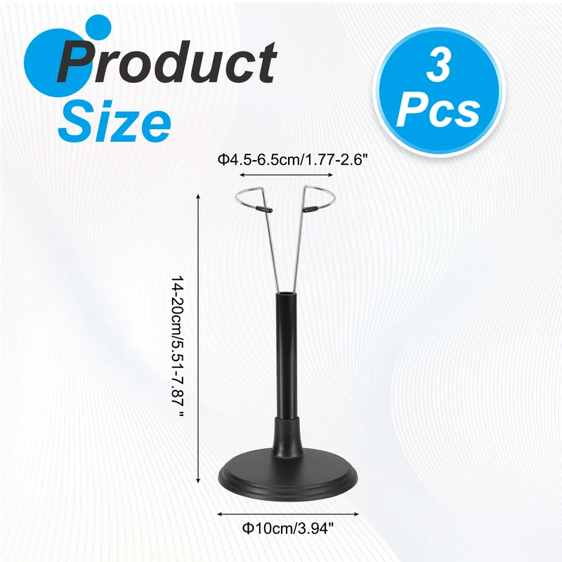 Fits 10 Inch Doll Adjustable Doll Stand Waist 1.8" - 2.6"(Black, 3pcs)