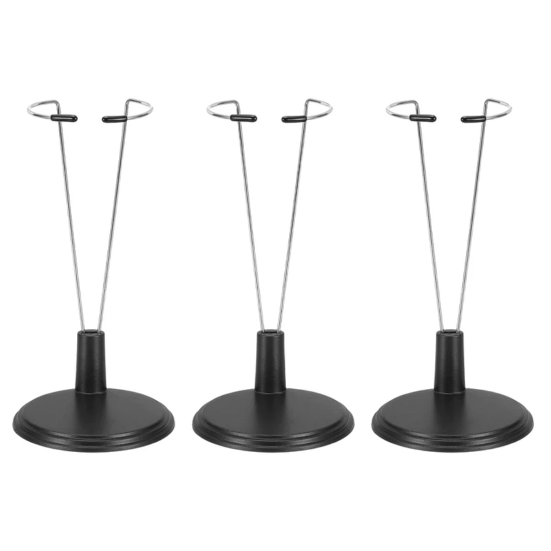Fits 8 Inch Doll Adjustable Doll Stand Waist 0.8" - 2"(Black, 3pcs)