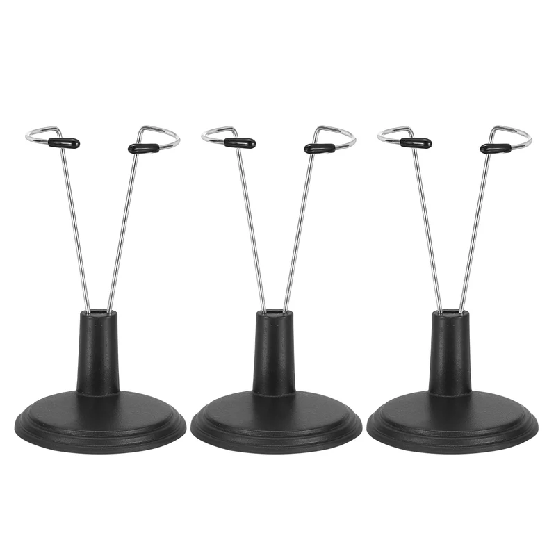 Fits 6 Inch Doll Adjustable Doll Stand Waist 0.8" - 1.6"(Black, 3pcs)