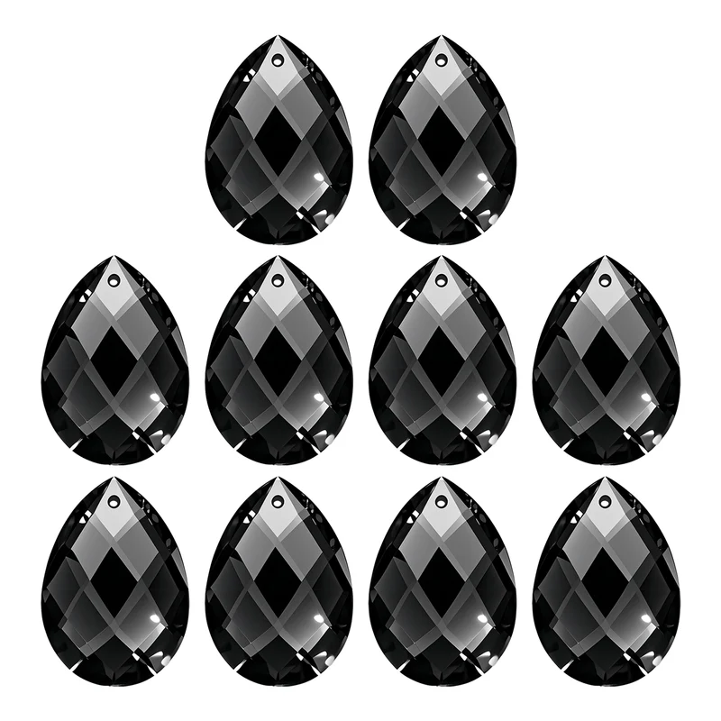 10 x K9 Teardrop Beads 38mm Grid Beads, Black