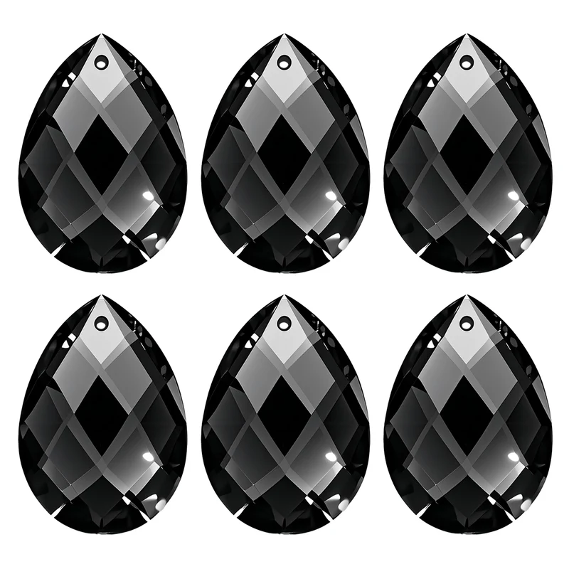 K9 Teardrop Beads, 6 Pack 38mm Grid Beads, Black