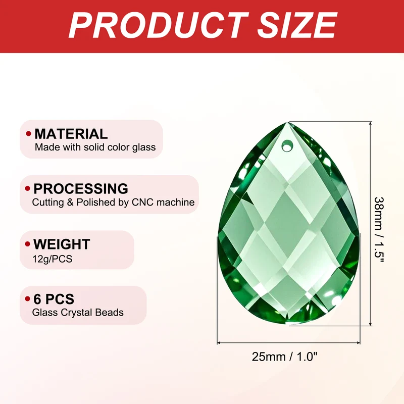 K9 Teardrop Beads, 6 Pack 38mm Grid Beads, Green