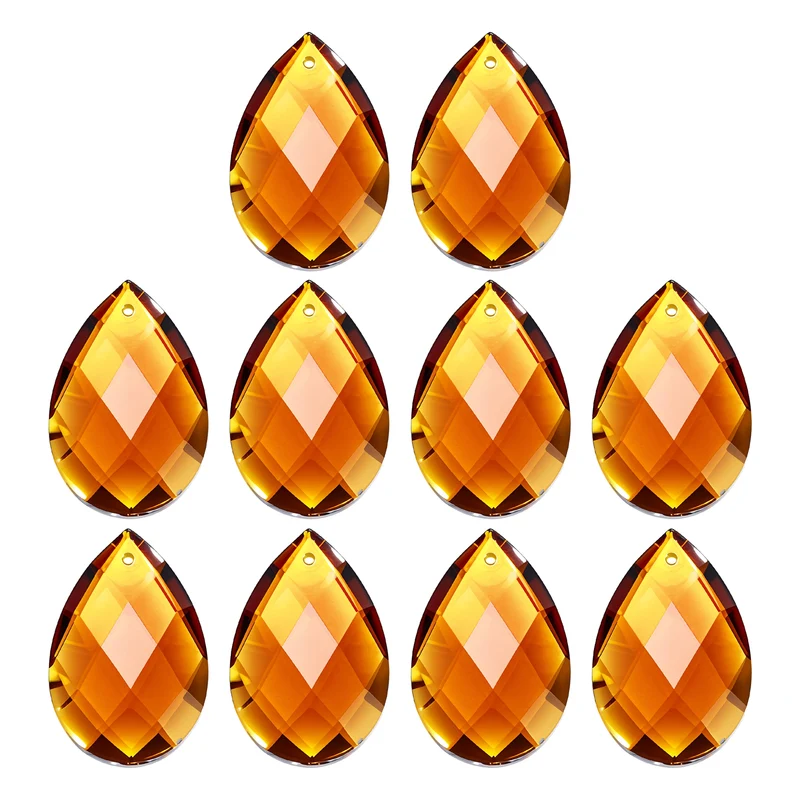 10Pack K9 Teardrop Beads 38mm Grid Beads Amber