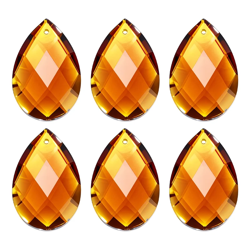 K9 Teardrop Beads, 6 Pack 38mm Grid Beads, Amber