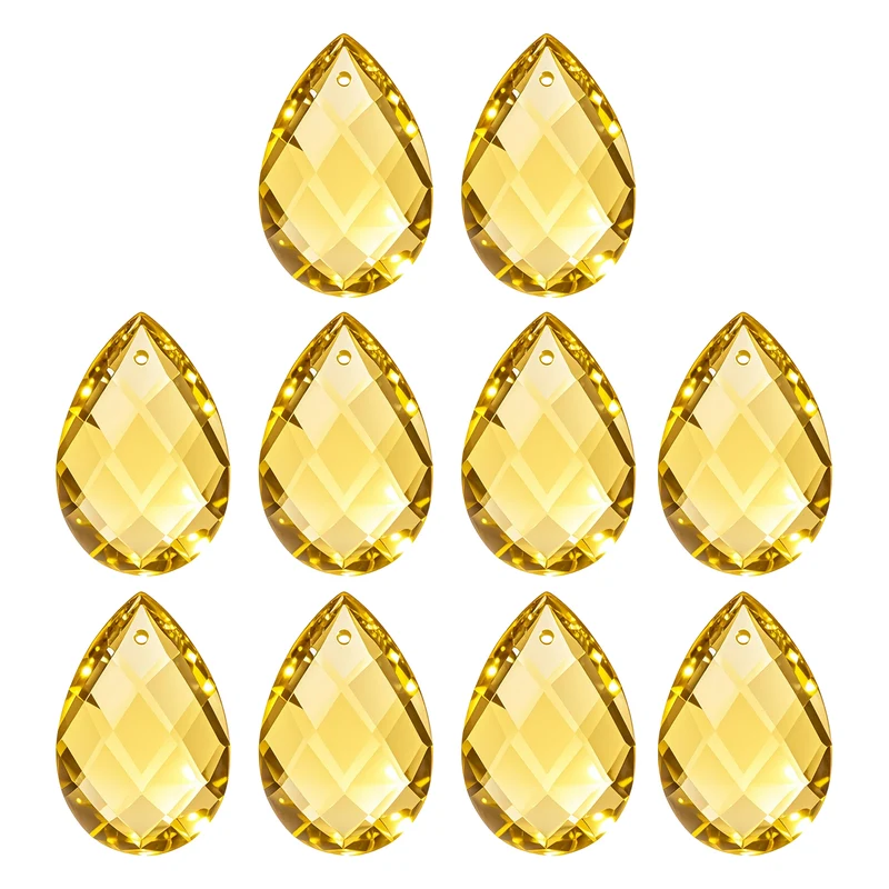 K9 Teardrop Beads, 10 Pack 38mm Grid Beads, Golden Yellow
