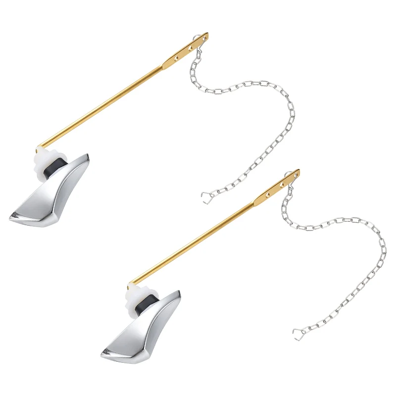 2Pcs Toilet Handle Replacement Kit Front Mount, 205mm Lever, Silver