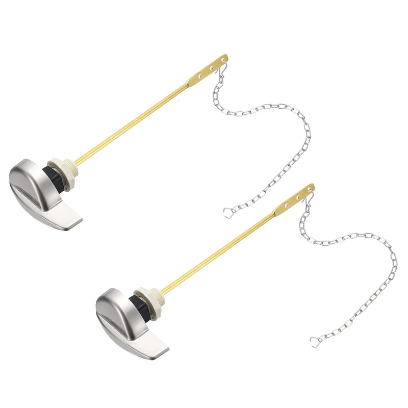 2Pcs Toilet Handle Replacement Kit Side Mount, 205mm Lever, Brushed Nickel