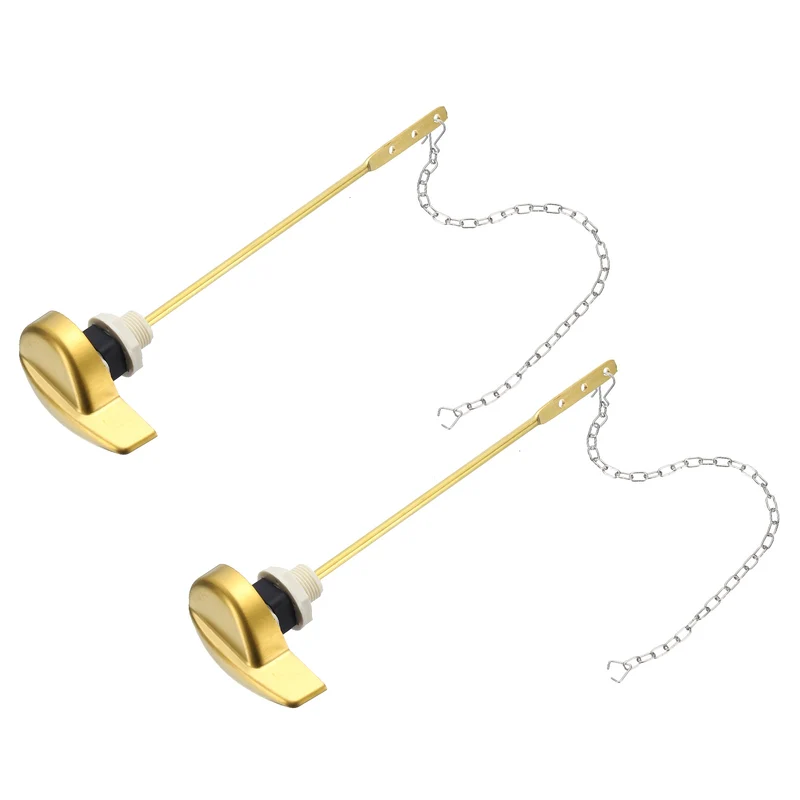 2Pcs Toilet Handle Replacement Kit Side Mount, 205mm Lever, Brushed Gold