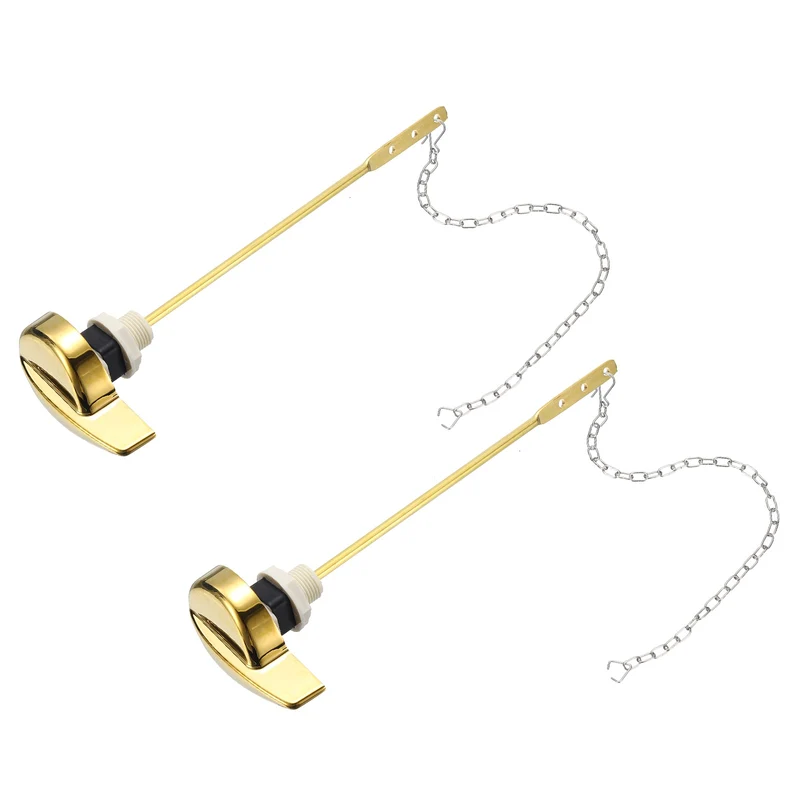 2Pcs Toilet Handle Replacement Kit Side Mount, 205mm Lever, Gold