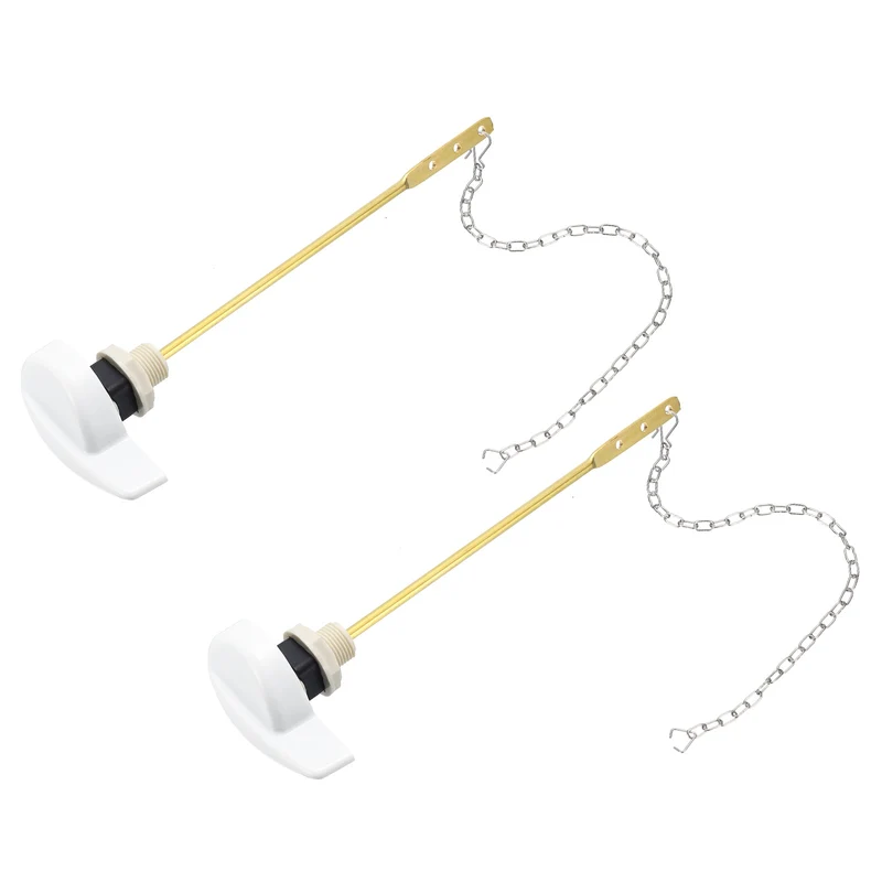 2Pcs Toilet Handle Replacement Kit Side Mount, 205mm Lever, White
