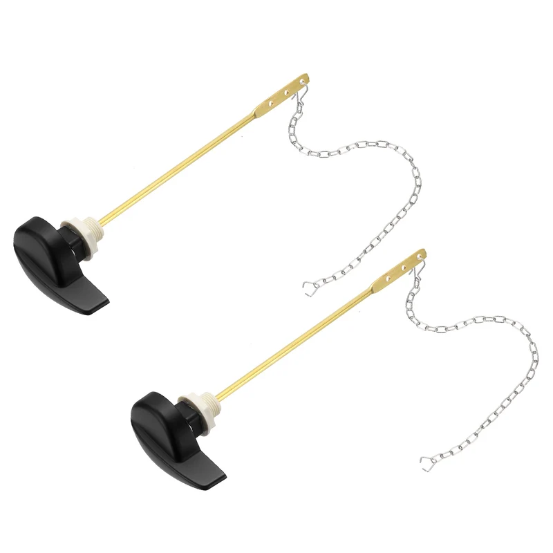 2Pcs Toilet Handle Replacement Kit Side Mount, 205mm Lever, Matte Black