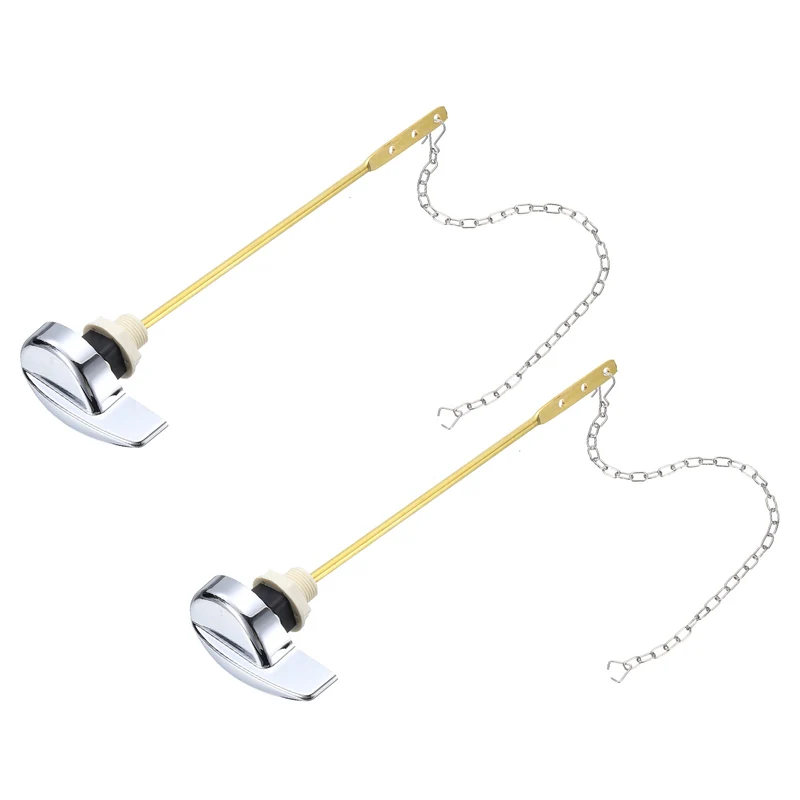 2Pcs Toilet Handle Replacement Kit Side Mount, 205mm Lever, Silver