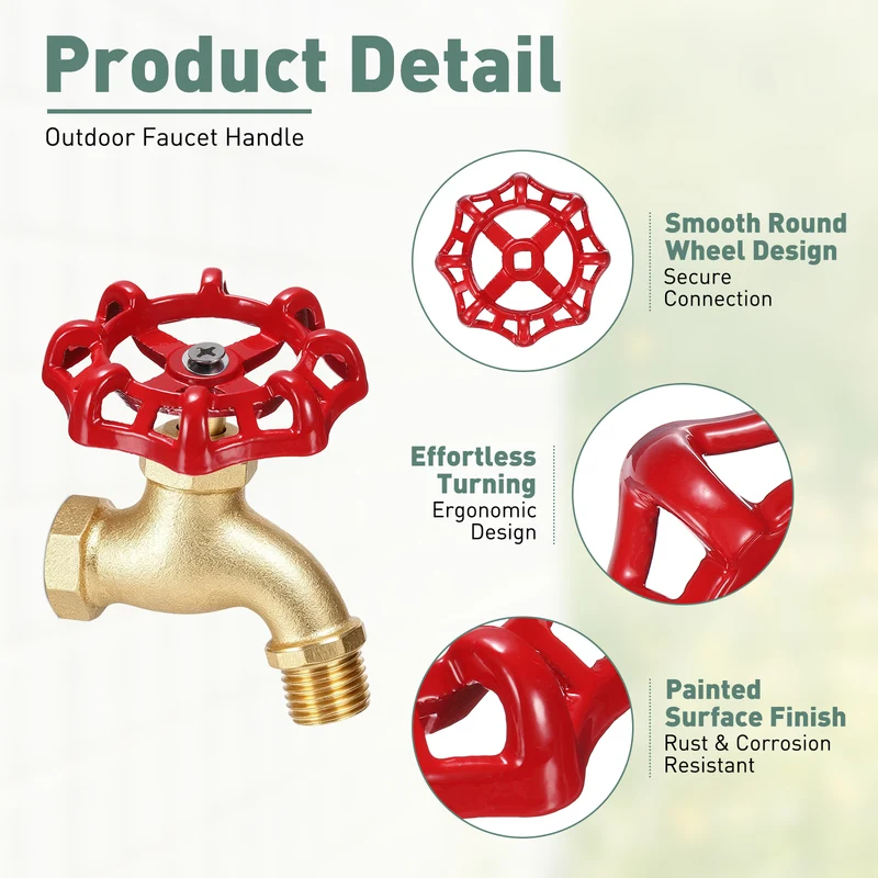 2 Set Outdoor Faucet Handle, 9x9mm Spigot Handle, Red