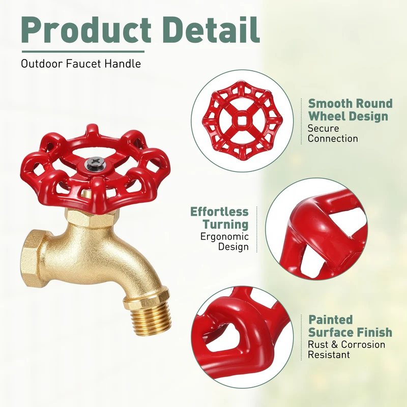 2 Set Outdoor Faucet Handle, 8x8mm Spigot Handle, Red