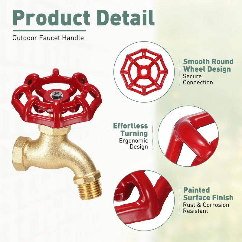 2 Set Outdoor Faucet Handle, 7x7mm Spigot Handle, Red