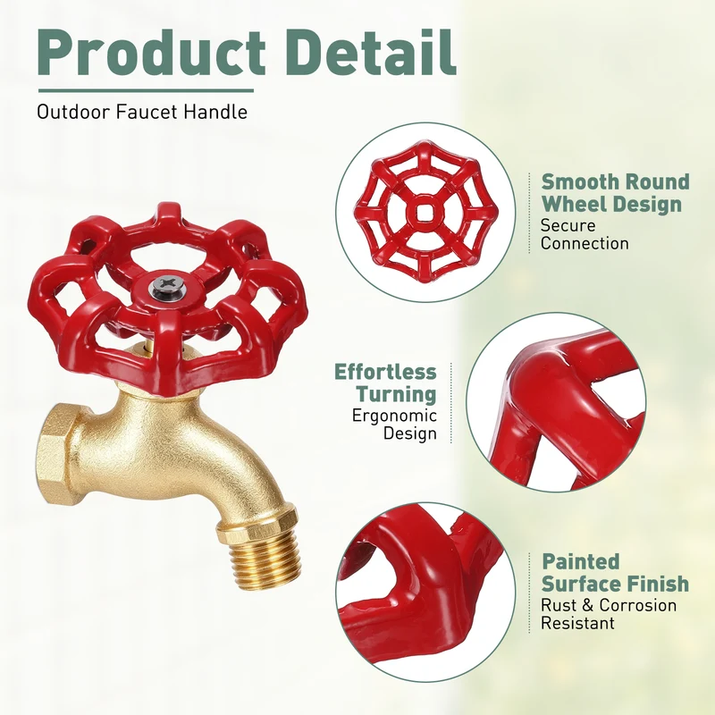 2 Set Outdoor Faucet Handle, 6x6mm Spigot Handle, Red