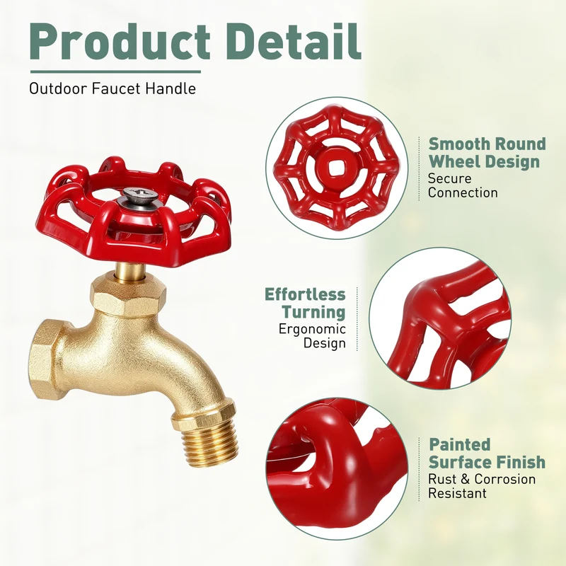 2 Set Outdoor Faucet Handle, 5x5mm Spigot Handle, Red