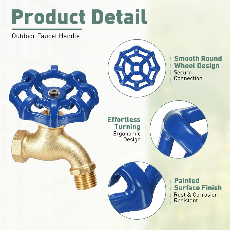 2 Set Outdoor Faucet Handle, 6x6mm Spigot Handle, Blue