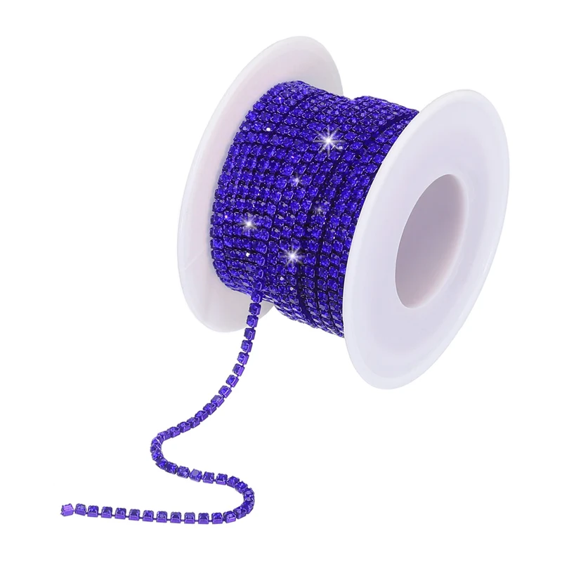 10 Yard 2mm Crystal Rhinestone Chain Dark Blue Gems Dark Blue Base