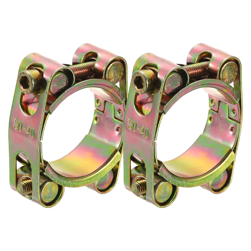 2Pcs T-Bolt Hose Clamps, 30-40mm/1.18"-1.57" ID Range, Carbon Steel