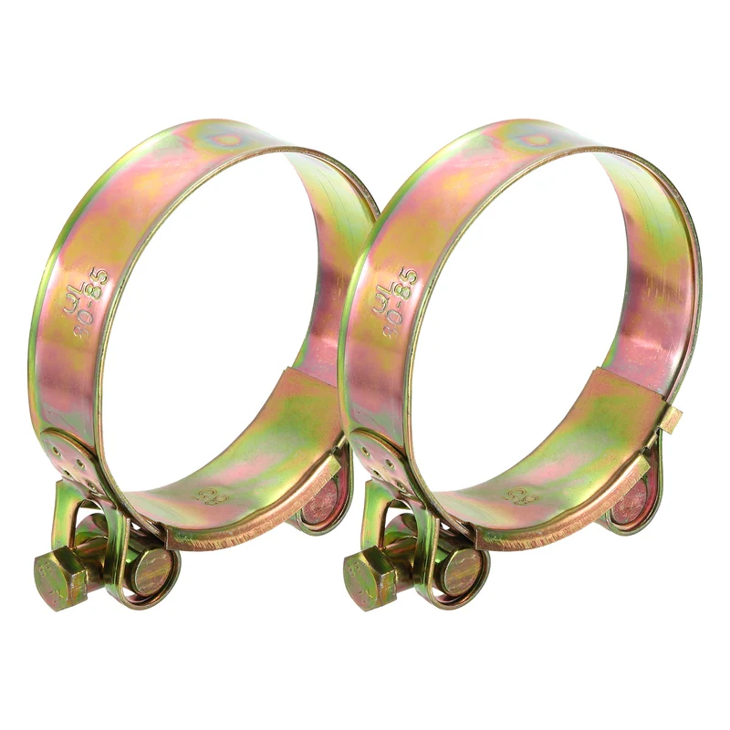 2Pcs T-Bolt Hose Clamps, 80-85mm/3.15"-3.35" ID Range, Iron
