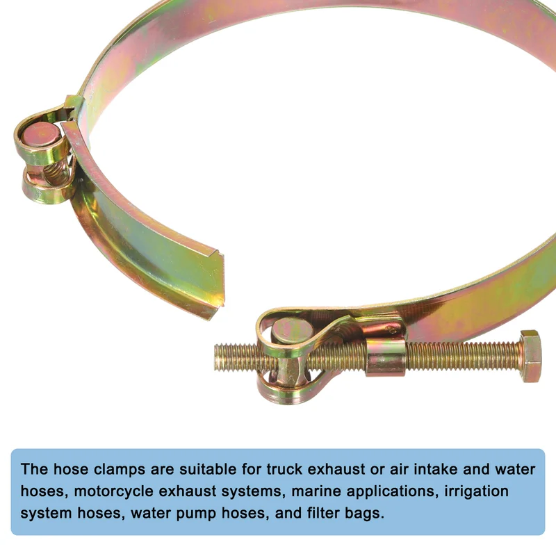 2Pcs T-Bolt Hose Clamps, 80-85mm/3.15"-3.35" ID Range, Iron