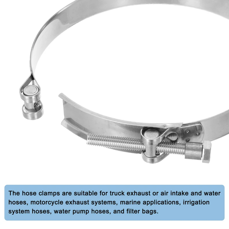 1Pcs T-Bolt Hose Clamps, 214-226mm/8.43"-8.9" ID Range for Truck Exhaust