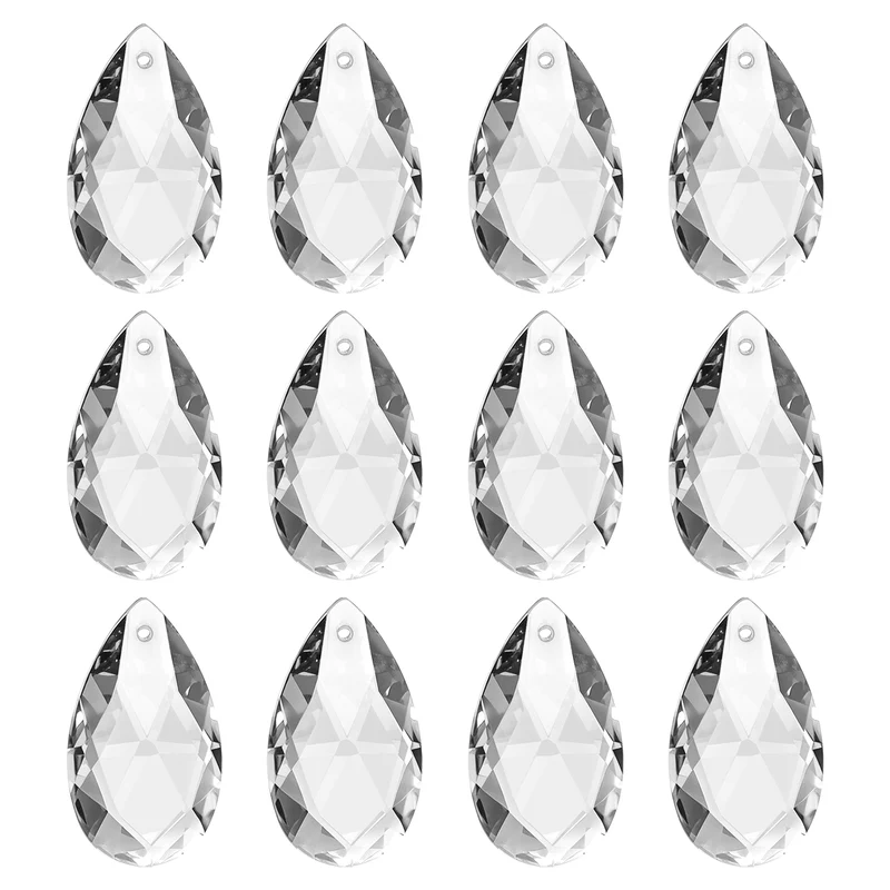 12 x K9 Crystal Pendants Teardrop Beads 28mm Chandelier Clear