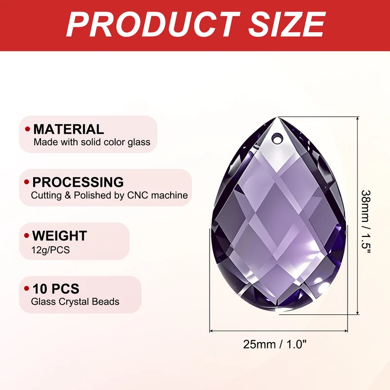 K9 Teardrop Beads, 10 Pack 38mm Grid Beads, Purple