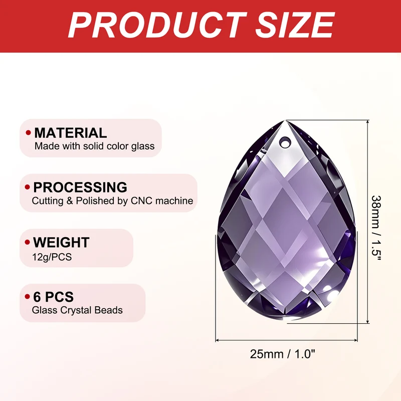 K9 Teardrop Beads, 6 Pack 38mm Grid Beads, Purple