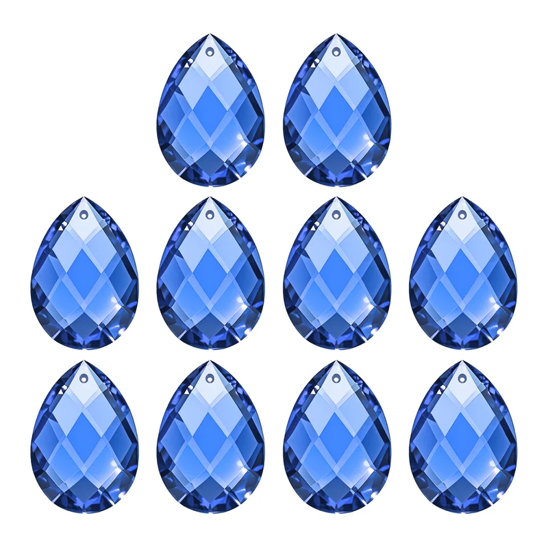 K9 Teardrop Beads, 10 Pack 38mm Grid Beads, Light Blue
