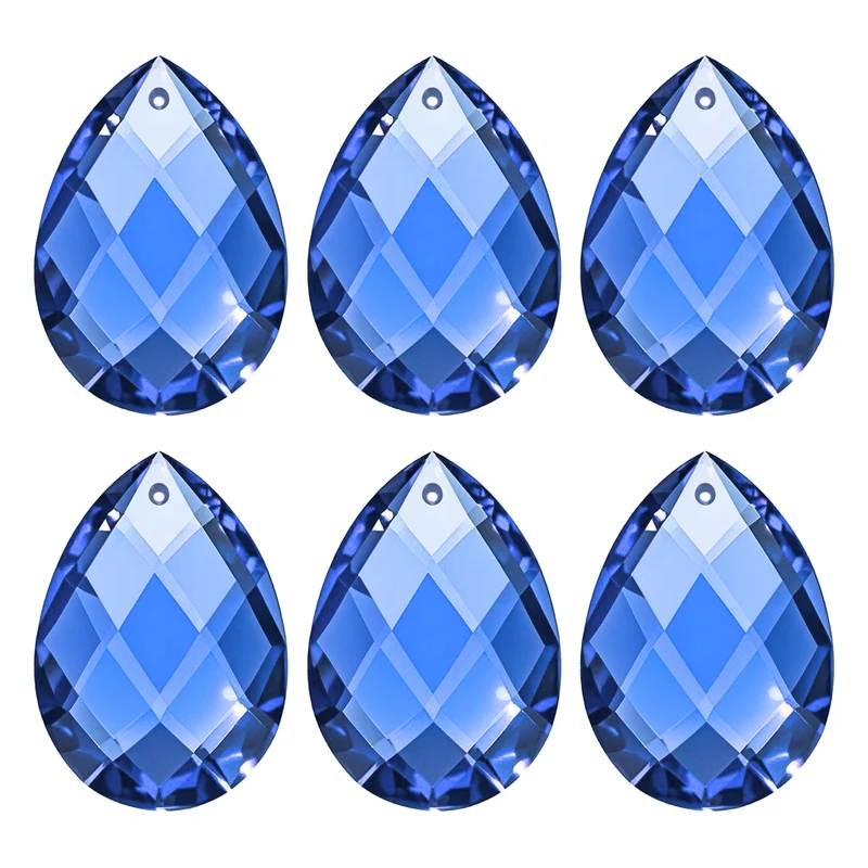 K9 Teardrop Beads, 6 Pack 38mm Grid Beads, Light Blue