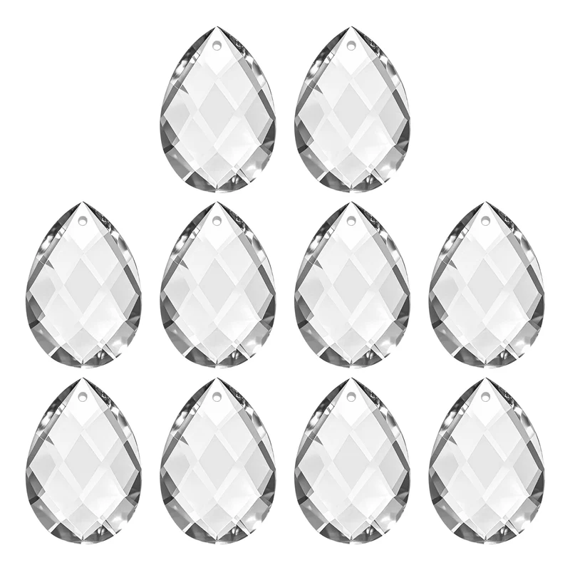 K9 Teardrop Beads, 10 Pack 38mm Grid Beads, Clear