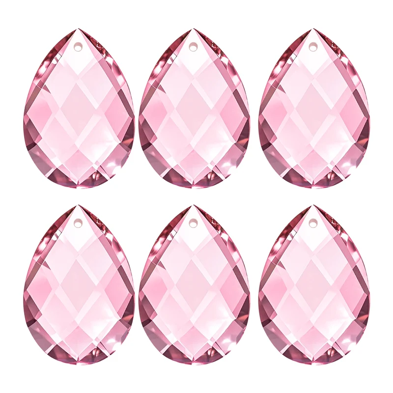 K9 Teardrop Beads, 6 Pack 38mm Grid Beads, Pink