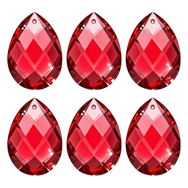 K9 Teardrop Beads, 6 Pack 38mm Grid Beads, Red