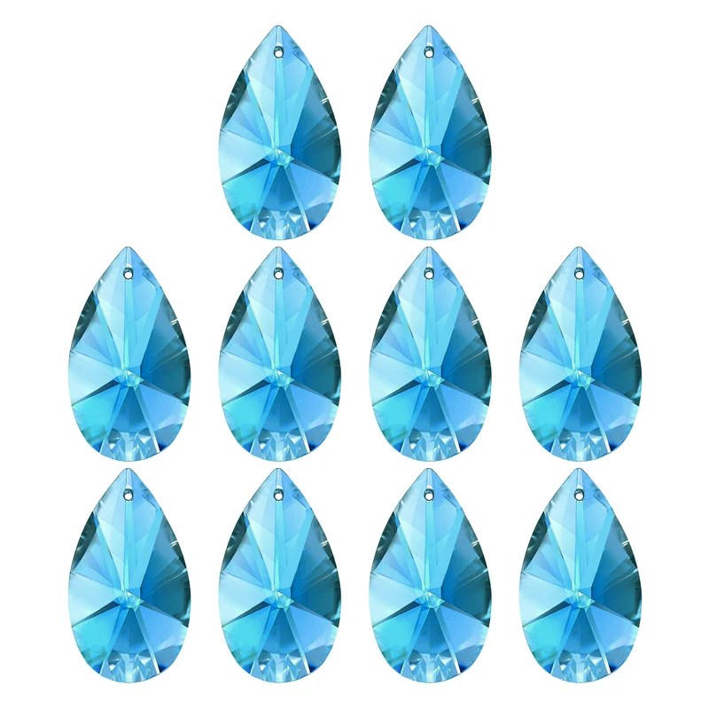 K9 Crystal Pendants Beads, 10 Pack 38mm Chandelier Prisms Decor Blue