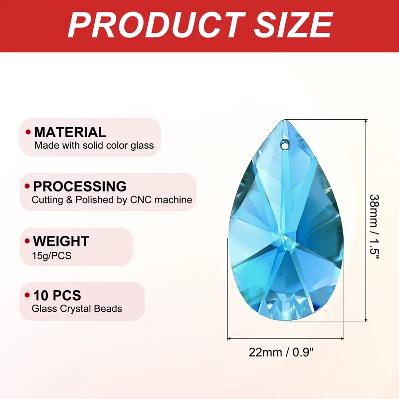 K9 Crystal Pendants Beads, 10 Pack 38mm Chandelier Prisms Decor Blue