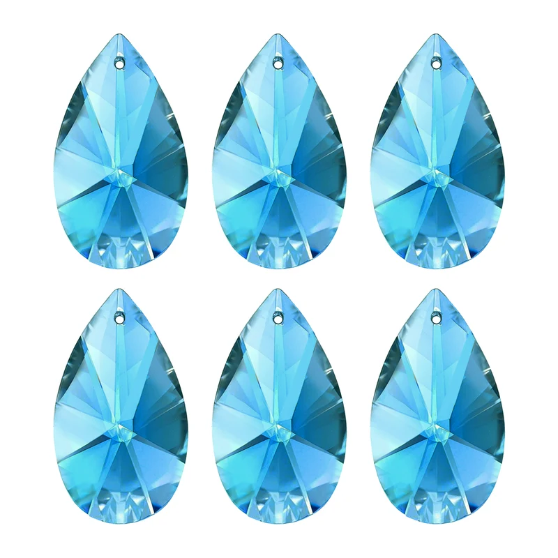 K9 Crystal Pendants Beads, 6 Pack 38mm Chandelier Prisms Decor Blue