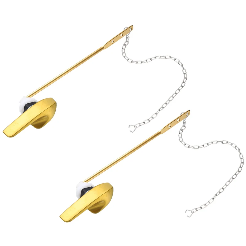 2Pcs Toilet Handle Replacement Kit Front Mount, 206mm Lever, Brushed Gold