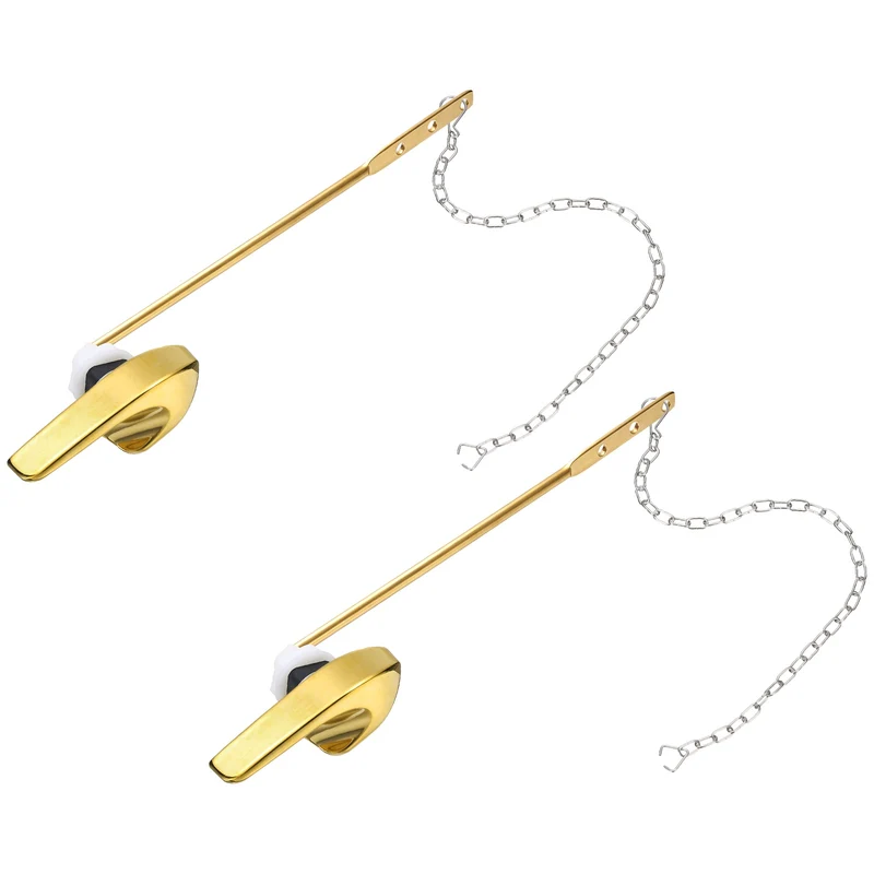 2Pcs Toilet Handle Replacement Kit Front Mount, 206mm Lever, Gold