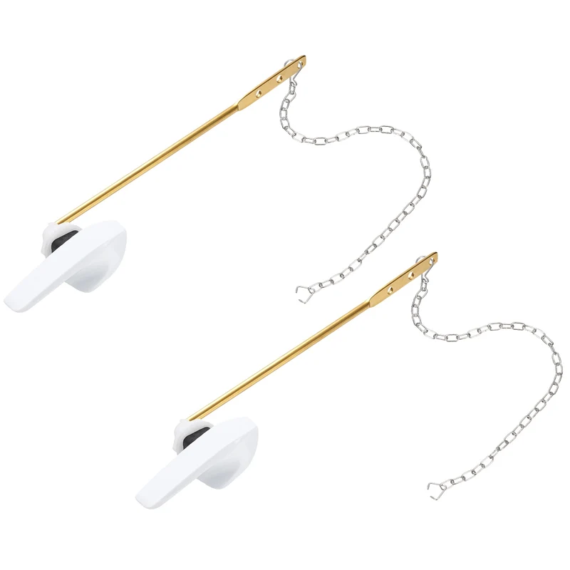2Pcs Toilet Handle Replacement Kit Front Mount, 206mm Lever, White