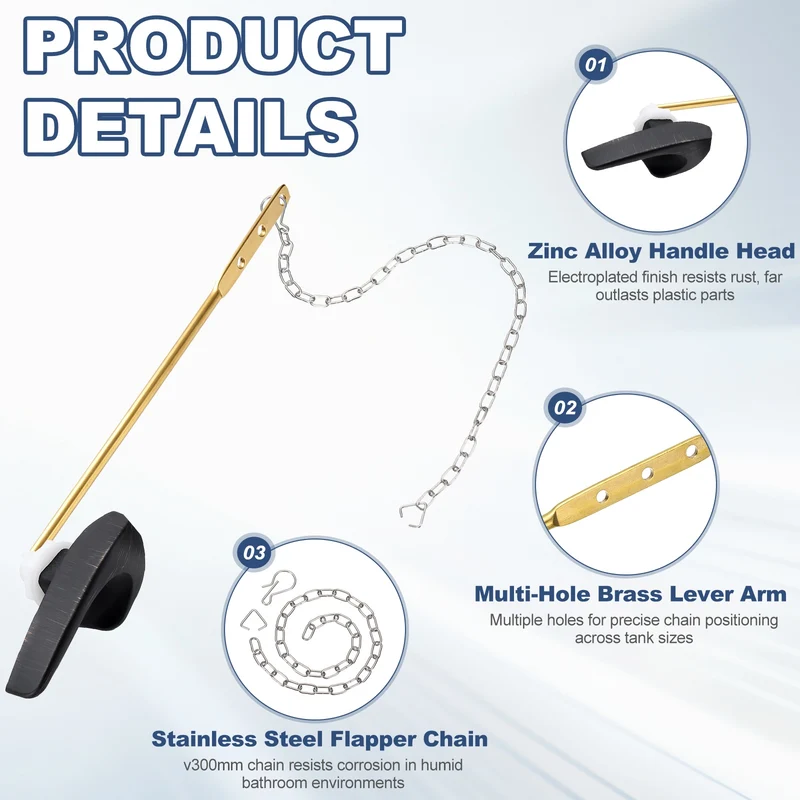 2Pcs Toilet Handle Replacement Kit Front Mount, 206mm Lever, Black Bronze