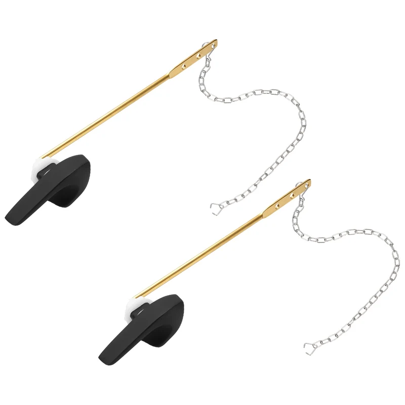 2Pcs Toilet Handle Replacement Kit Front Mount, 206mm Lever, Matte Black