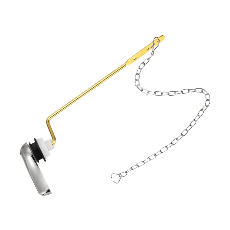 Side Mount ABS Toilet Flush Handle with Flapper Chain, Silver