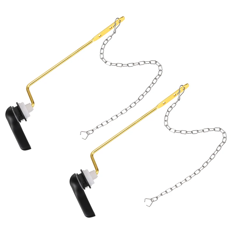 2Pcs Side Mount ABS Toilet Flush Handle with Flapper Chain, Black