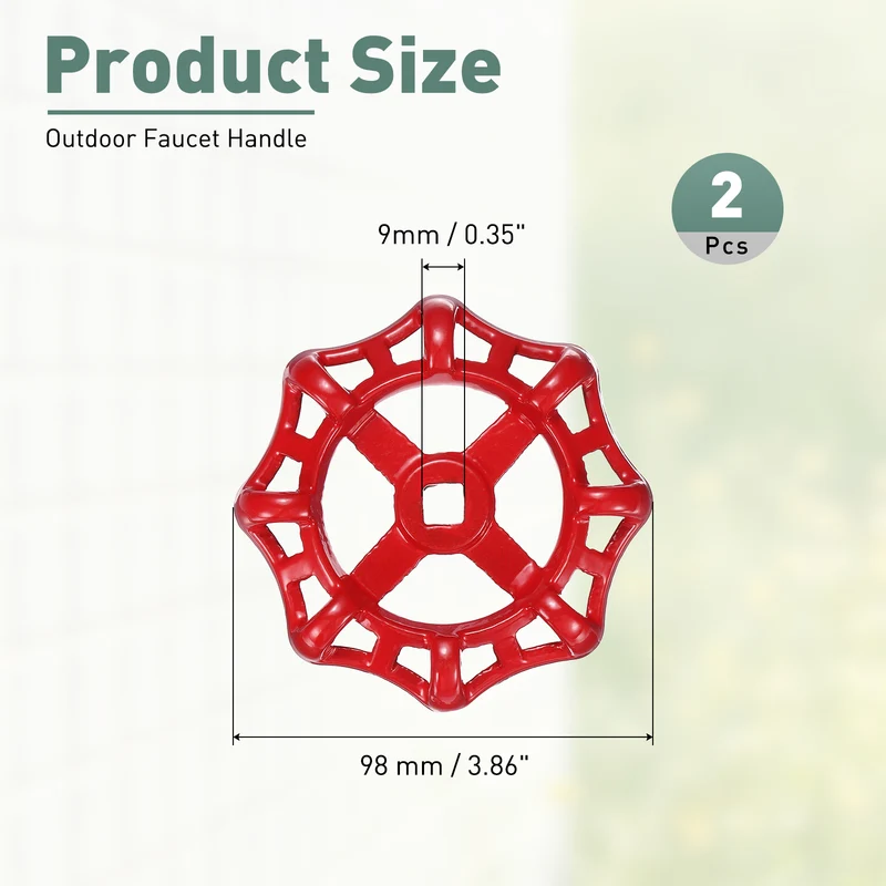 2 Pcs Outdoor Faucet Handle, 9x9mm Spigot Handle, Red