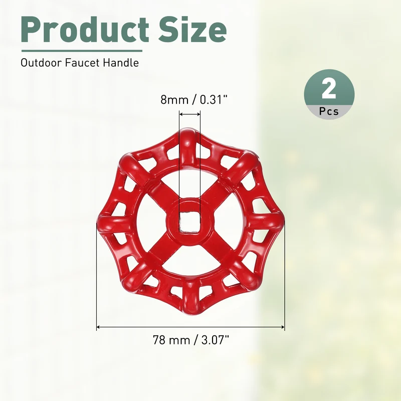 2 Pcs Outdoor Faucet Handle, 8x8mm Spigot Handle, Red