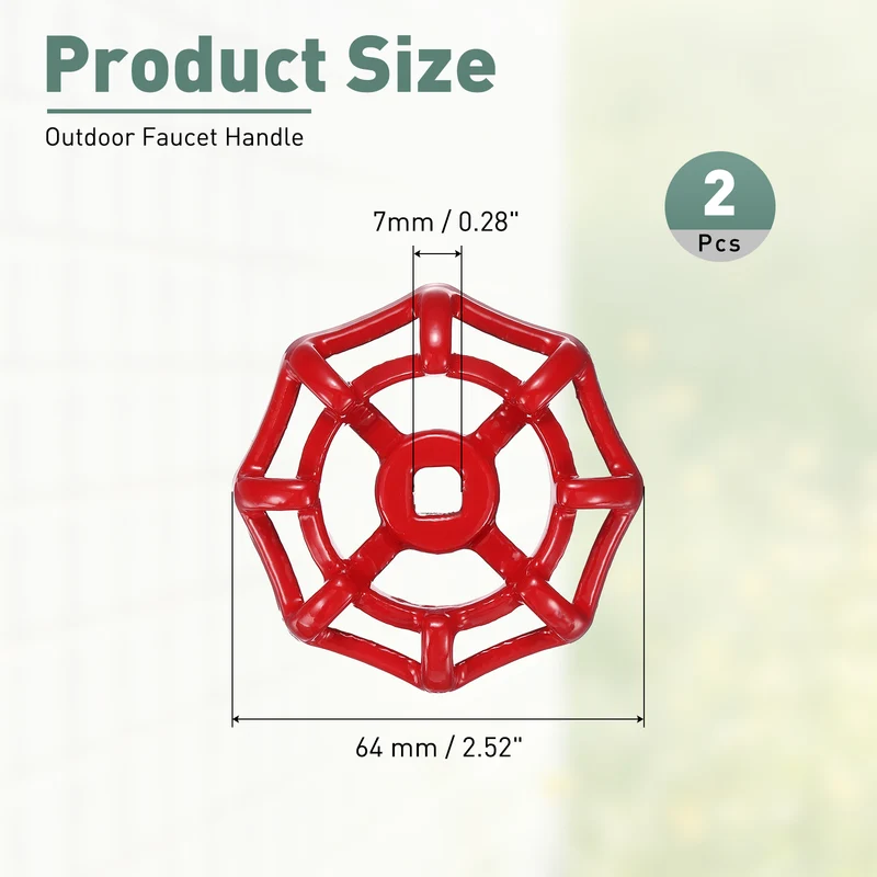 2 Pcs Outdoor Faucet Handle, 7x7mm Spigot Handle, Red