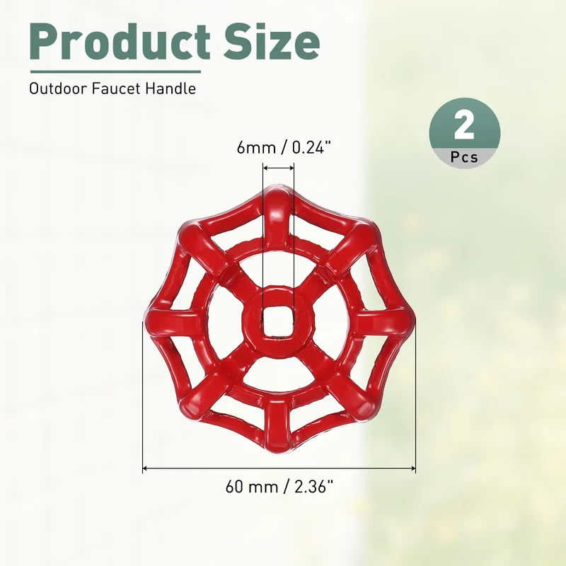 2 Pcs Outdoor Faucet Handle, 6x6mm Spigot Handle, Red