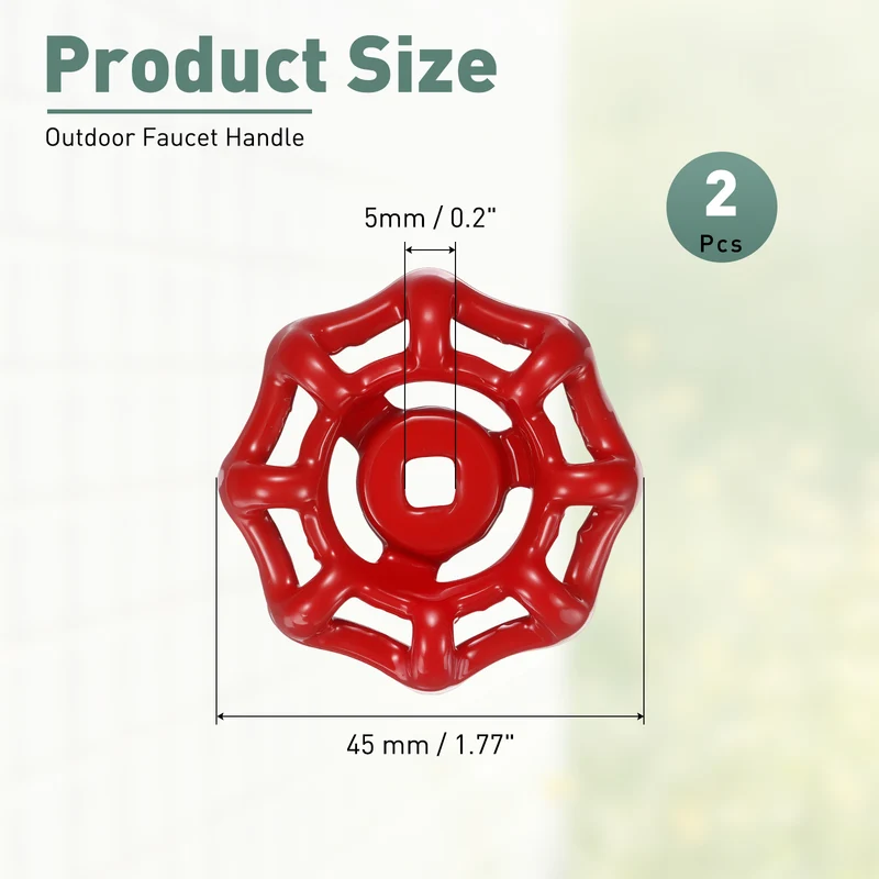 2 Pcs Outdoor Faucet Handle, 5x5mm Spigot Handle, Red